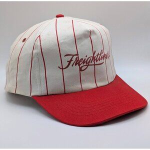 Vintage Freightliner Snapback Baseball Hat Cap White Red Pinstripes Trucker VTG